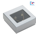 Benutzerdefinierte Logo Design Halskette Schmuck Papier Box mit klaren Fenster Silber Gold Box